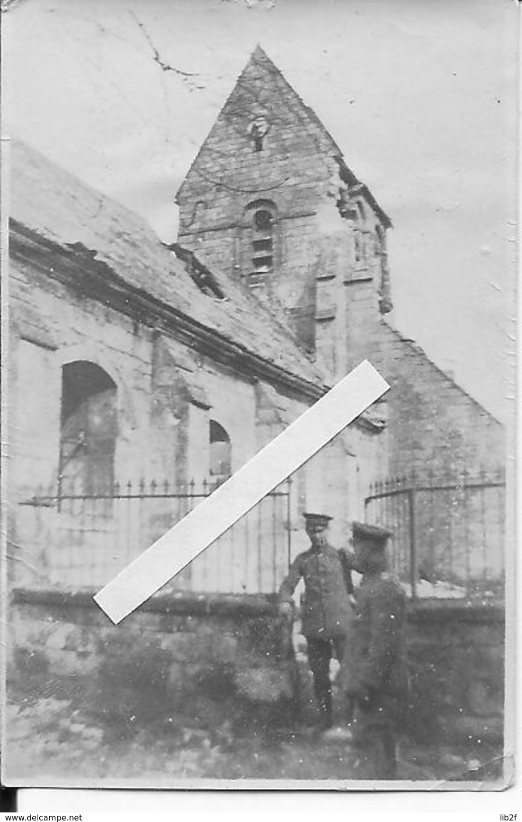 Aisne Pommiers 1916 Officiers Allemands Sortant De L'église 1 Photo 14-18 1914-1918 Ww1 1wk - War, Military