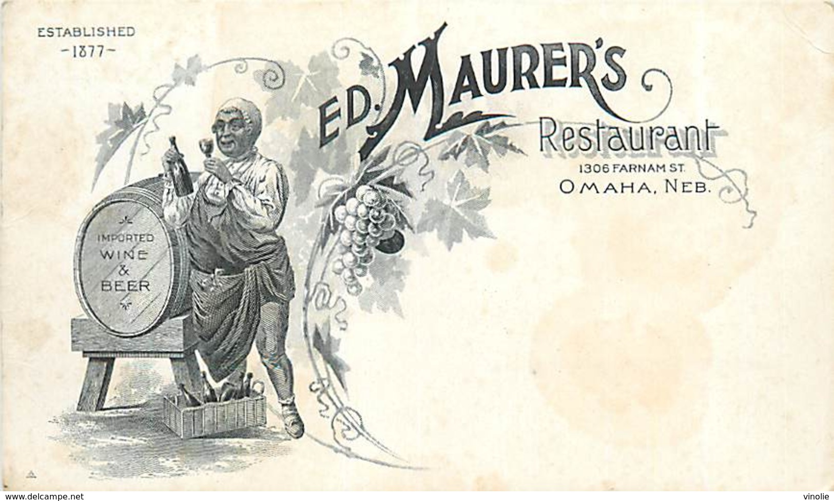 A-17.5637 :  RESTAURANT  ED. MAURER'S OMAHA. PUBLICITE - Omaha