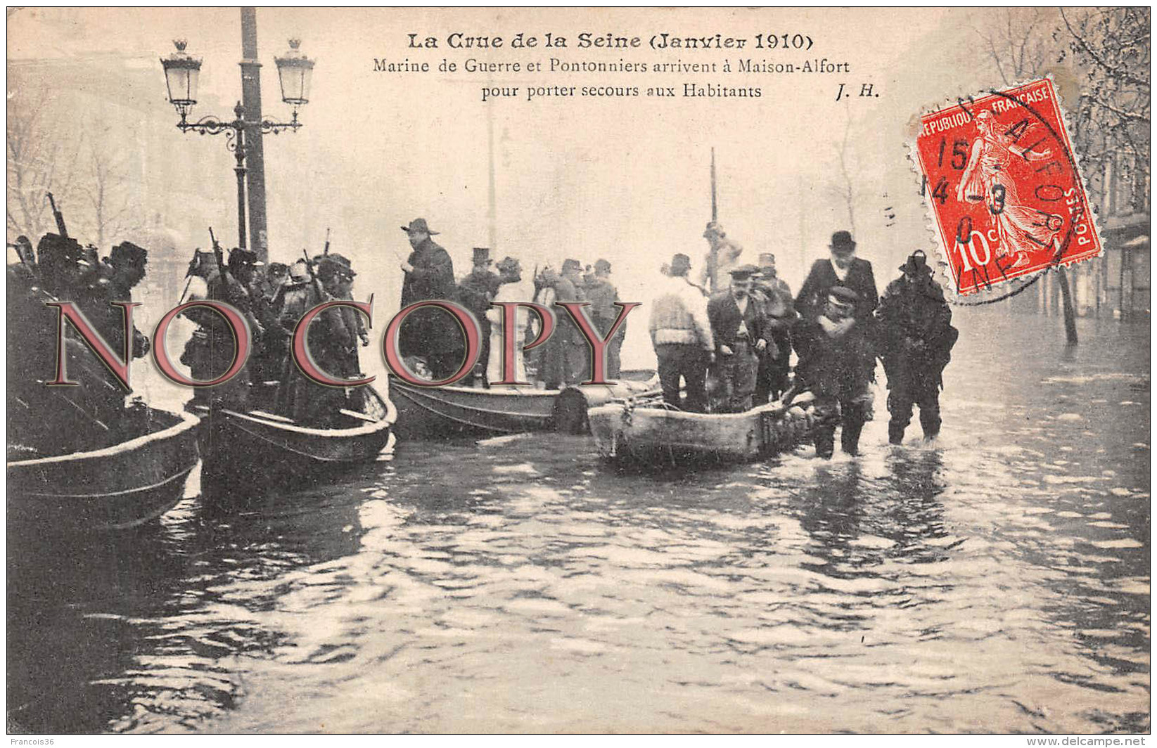 94 - Maisons Alfort - La Crue De La Seine Janvier 1910 - Marine De Guerre Et Pontonniers Secours Aux Habitants - Maisons Alfort