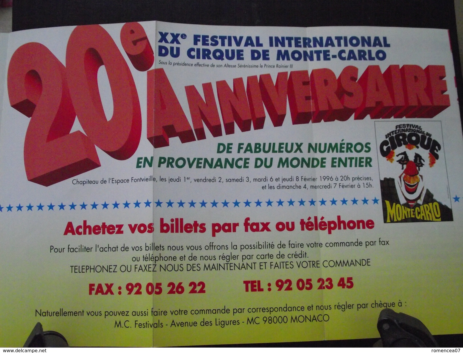 MONACO - FESTIVAL Du CIRQUE Au "CABARET", CASINO De MONTE-CARLO - Février 1998 - Dépliant - A Voir ! - Advertising