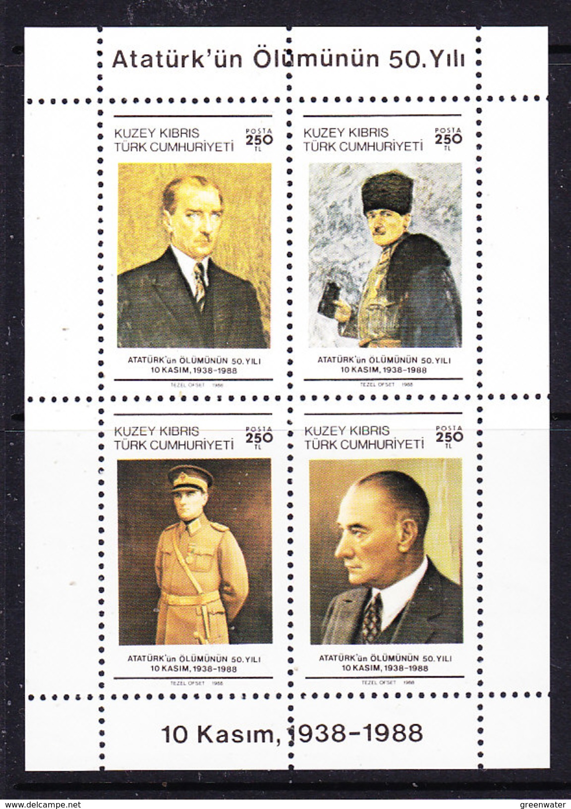 Northern Cyprus 1988 Ataturk M/s ** Mnh (35746A) - Briefe U. Dokumente