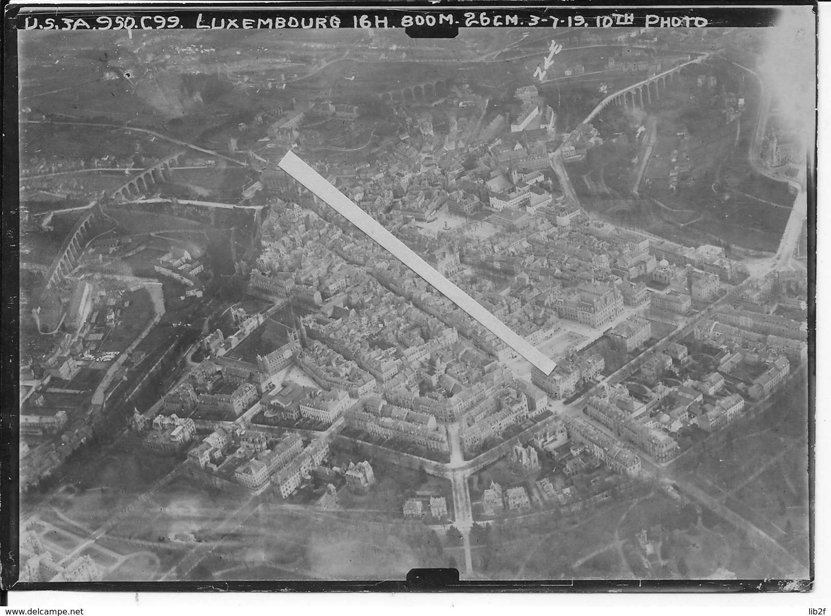 03/07/1919 Luxembourg 1 Vue Aérienne La Ville Us Army 9th Squadron 3ème Armée 14-18 Ww1 - War, Military