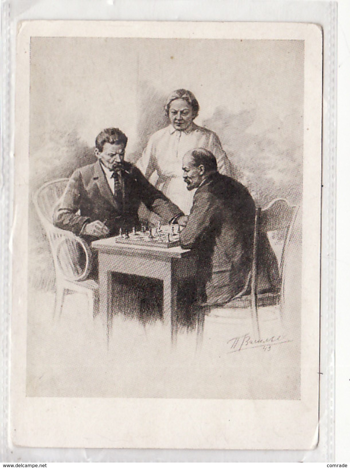 Russia Communist Leader Lenin Gorky Krupskaya Playing Chess - Rusia