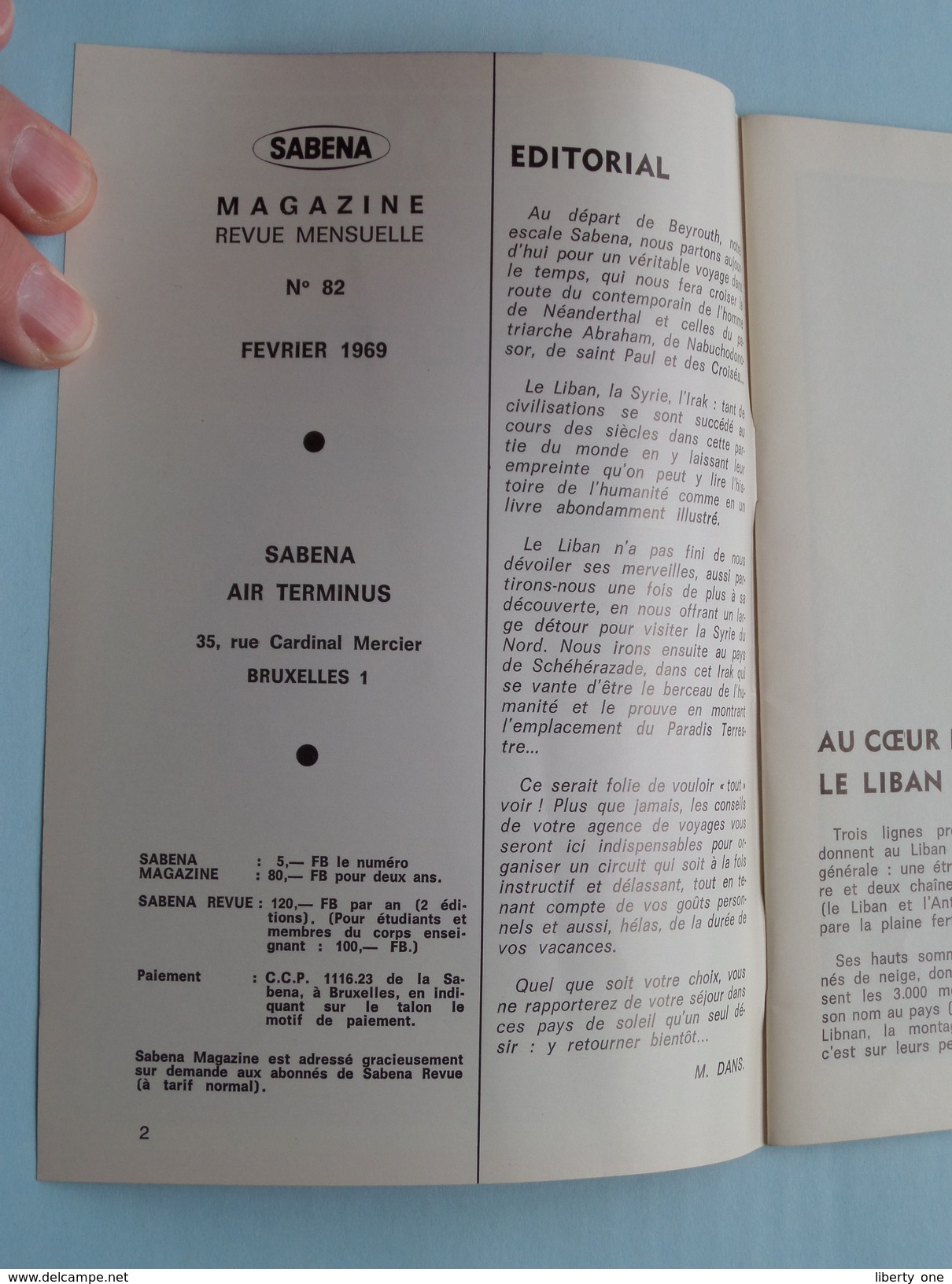 SABENA Magazine Fevrier 1969 - N° 82 ( Formaat 13 X 18 Cm. / Details Zie Foto's ) ! - Dépliants Touristiques