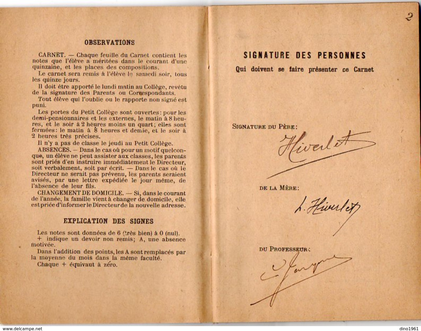 VP10.186 - 1927 - 1929 - Ville De PARIS - Collège Chaptel - Livret & Carnet De Notes Mensuelles - Diplomi E Pagelle