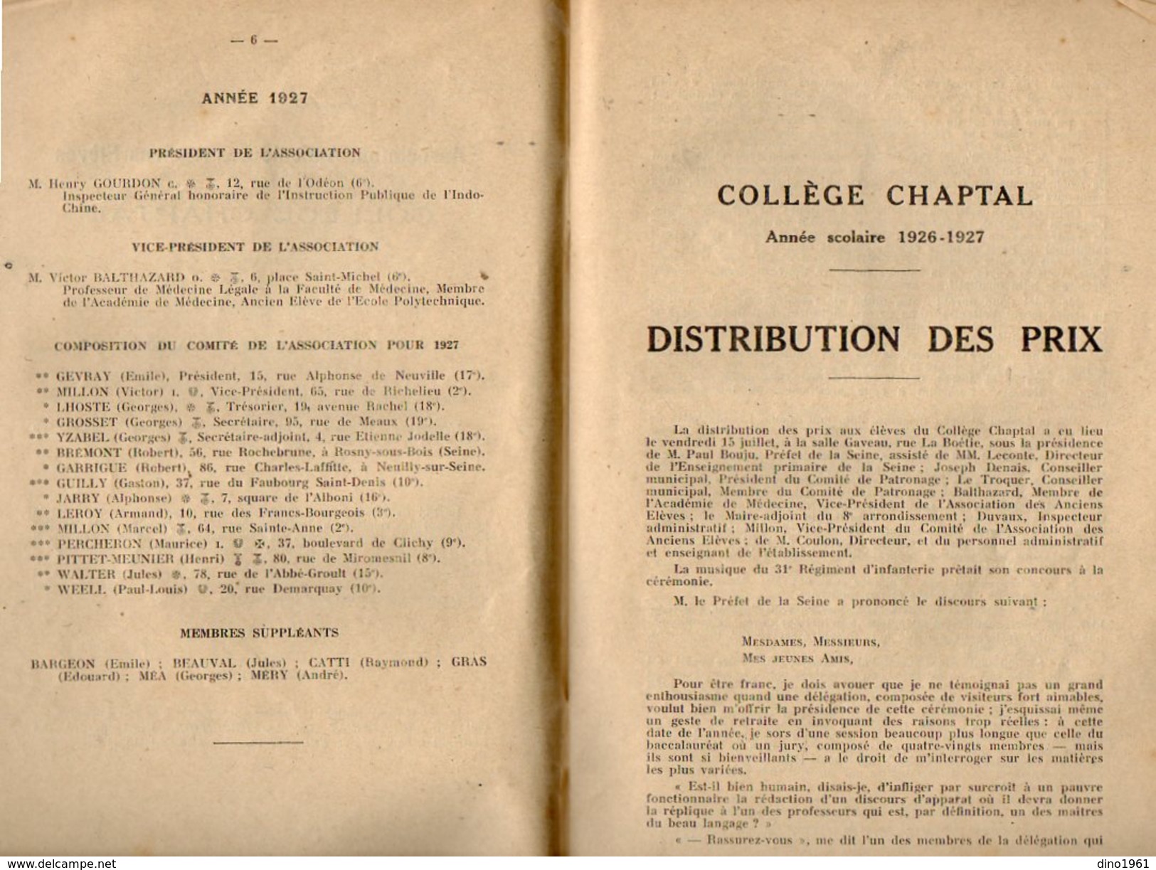 VP10.186 - 1927 - 1929 - Ville de PARIS - Collège Chaptel - Livret & Carnet de Notes Mensuelles