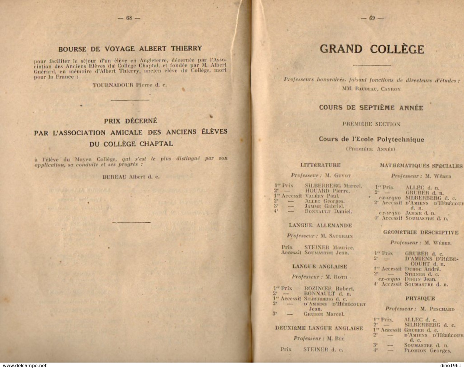 VP10.186 - 1927 - 1929 - Ville de PARIS - Collège Chaptel - Livret & Carnet de Notes Mensuelles