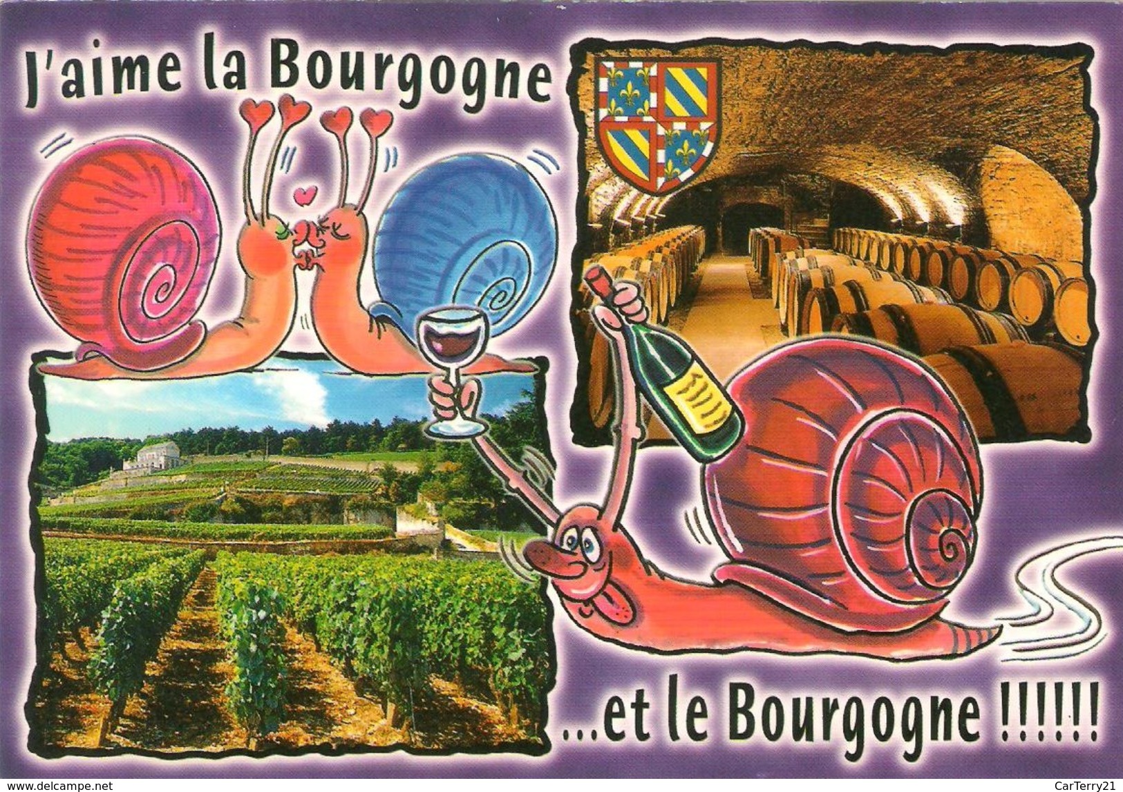 CPM. HUMOUR / ESCARGOT / VIN. J'AIME LA BOURGOGNE ET LE BOURGOGNE!!!. - Viñedos