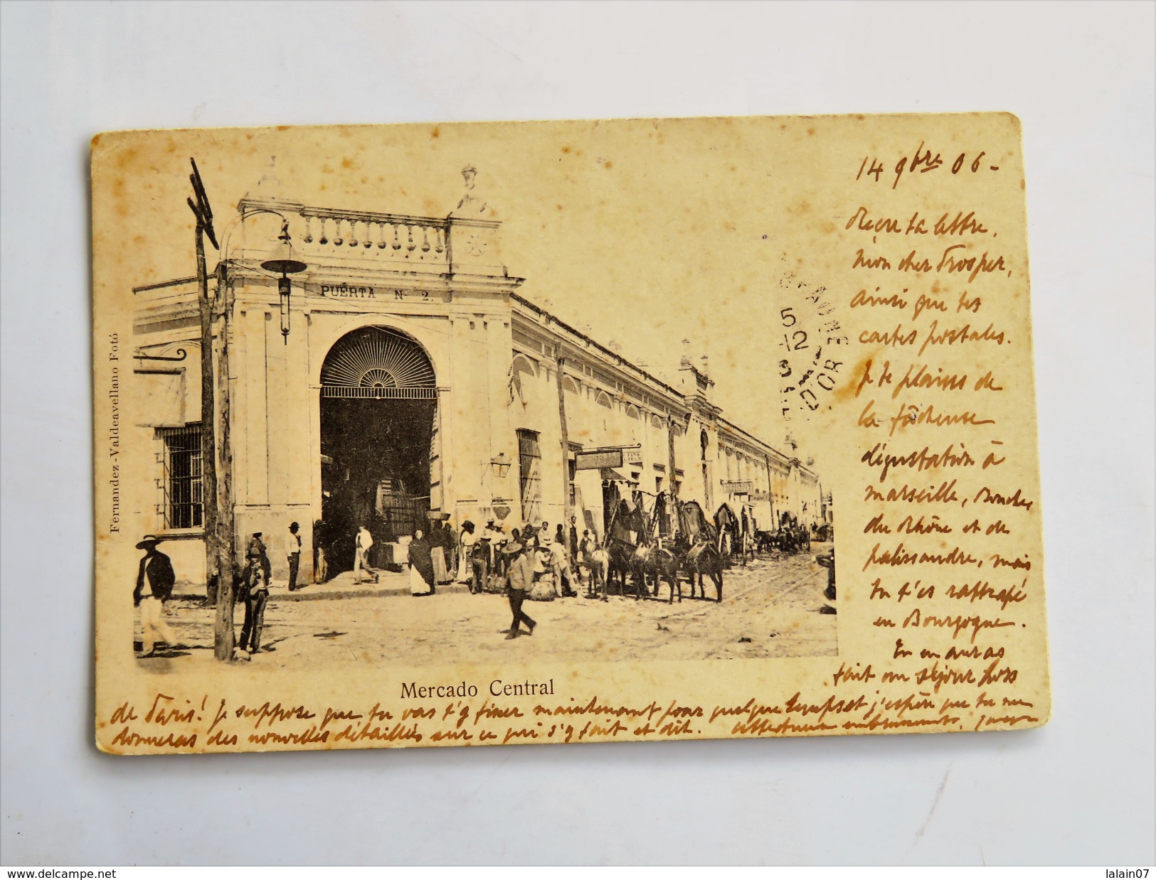 C.P.A. GUATEMALA :Mercado Central, 2 Sellos 1906 - Guatemala