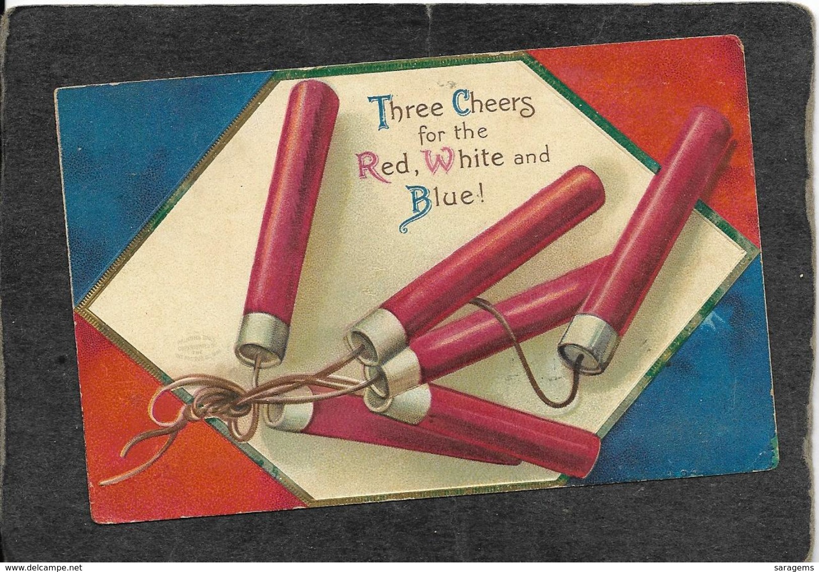 July 4th "Three Cheers For The Red,White And Blue, Garre 1908 - Ellen Clapsaddle Antique Postcard - Clapsaddle