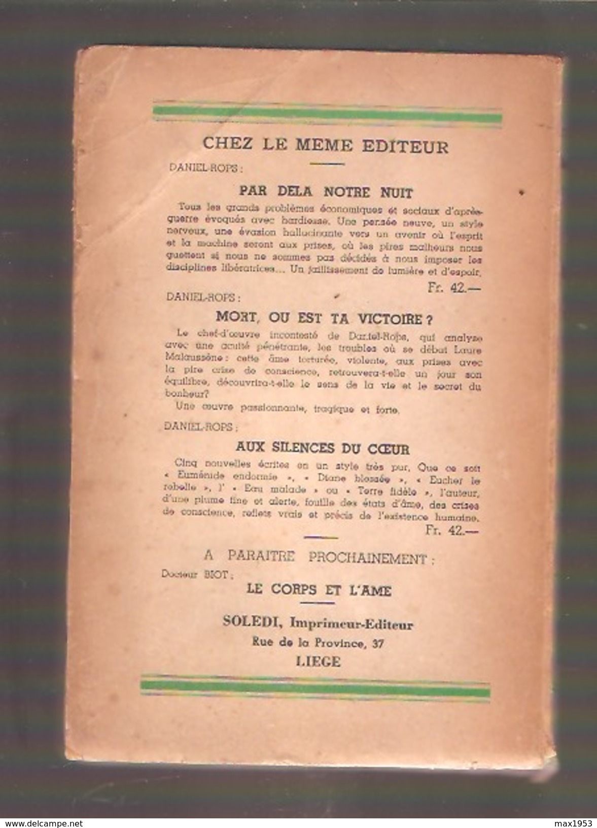 DANIEL ROPS - RIMBAUD LE DRAME SPIRITUEL - Editions Soledi, Liège, S.d. Circa 1936 - Biographien