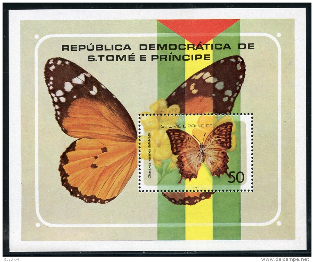 Sao Tome E Principe, 1979, Butterflies, Insects, MNH Perforated Sheet, Michel Block 32 - Sao Tome Et Principe