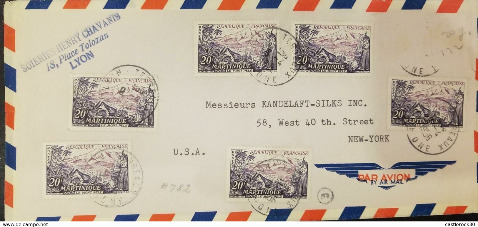 O)  1955 MARTINIQUE, MONT  PELE - LANDSCAPE,  MULTIPLE COVER  - SOIERIES HENRY CHANAVIS . LYON. XF TO USA - Covers & Documents