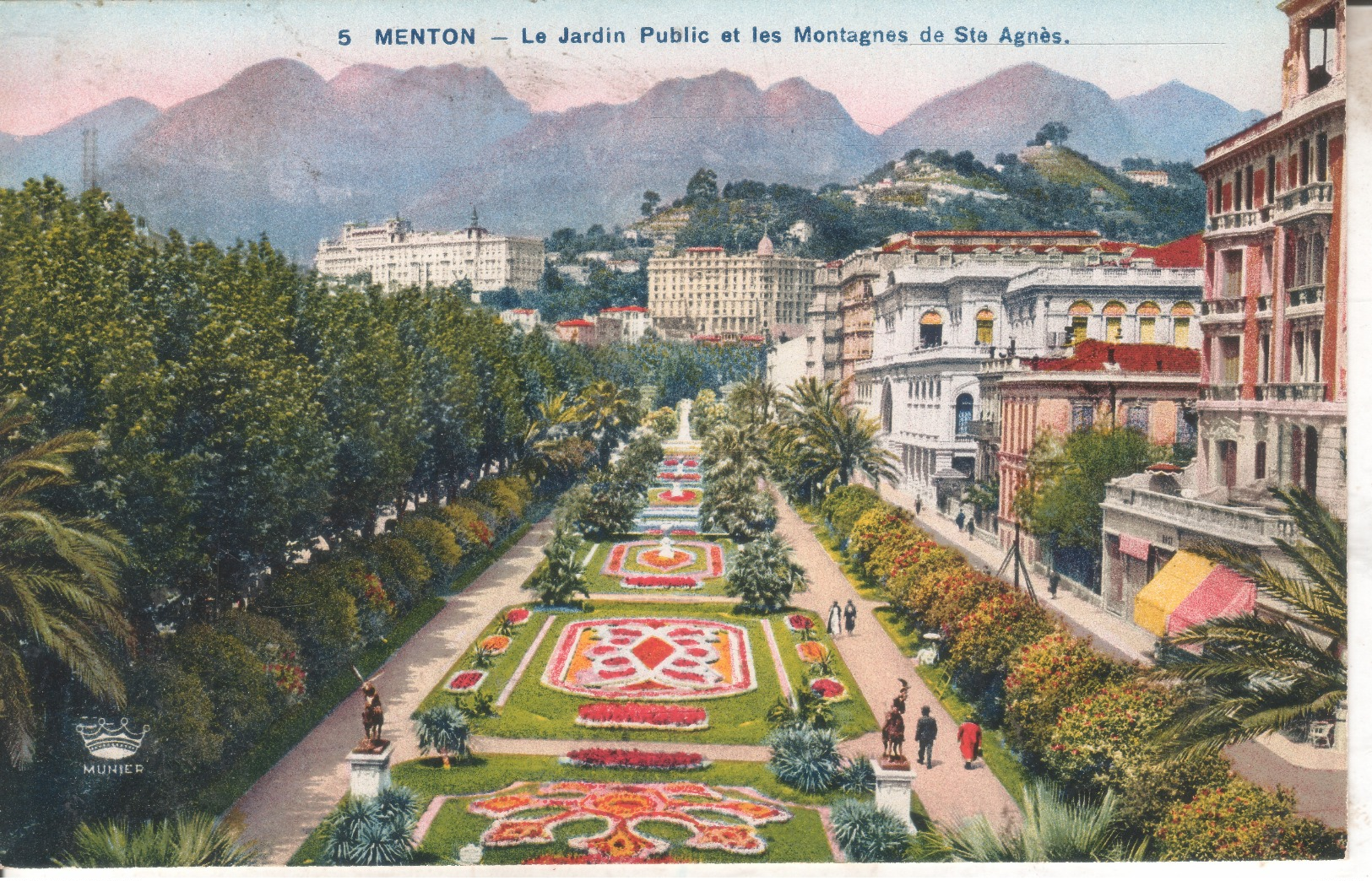 06M010A1/A2 CPA+CPSM PF 06 - **2 CARTES** 5.+226.  MENTON LE JARDIN PUBLIC ET LES MONTAGNES DE STE AGNES - Menton