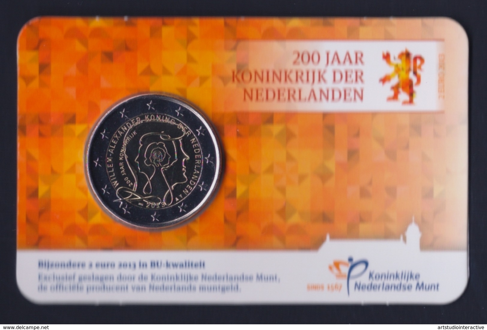 2013 OLANDA "200 ANNI REGNO DI OLANDA" 2 EURO COMMEMORATIVO FDC (COINCARD) - Paesi Bassi