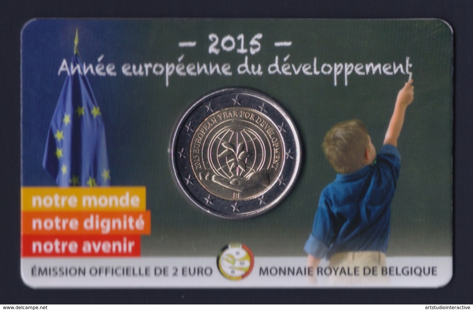 2015 BELGIO "ANNO EUROPEO PER LO SVILUPPO" 2 EURO COMMEMORATIVO FDC (COINCARD V1) - Belgio