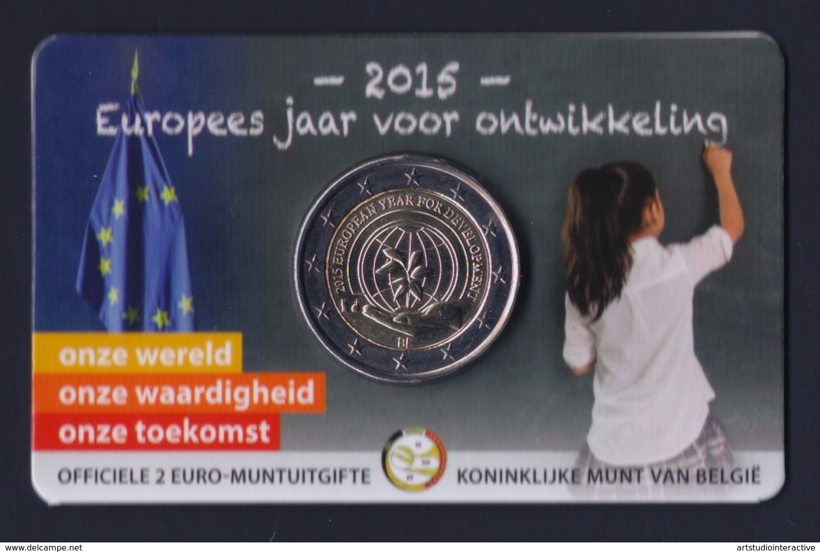 2015 BELGIO "ANNO EUROPEO PER LO SVILUPPO" 2 EURO COMMEMORATIVO FDC (COINCARD V2) - Belgio