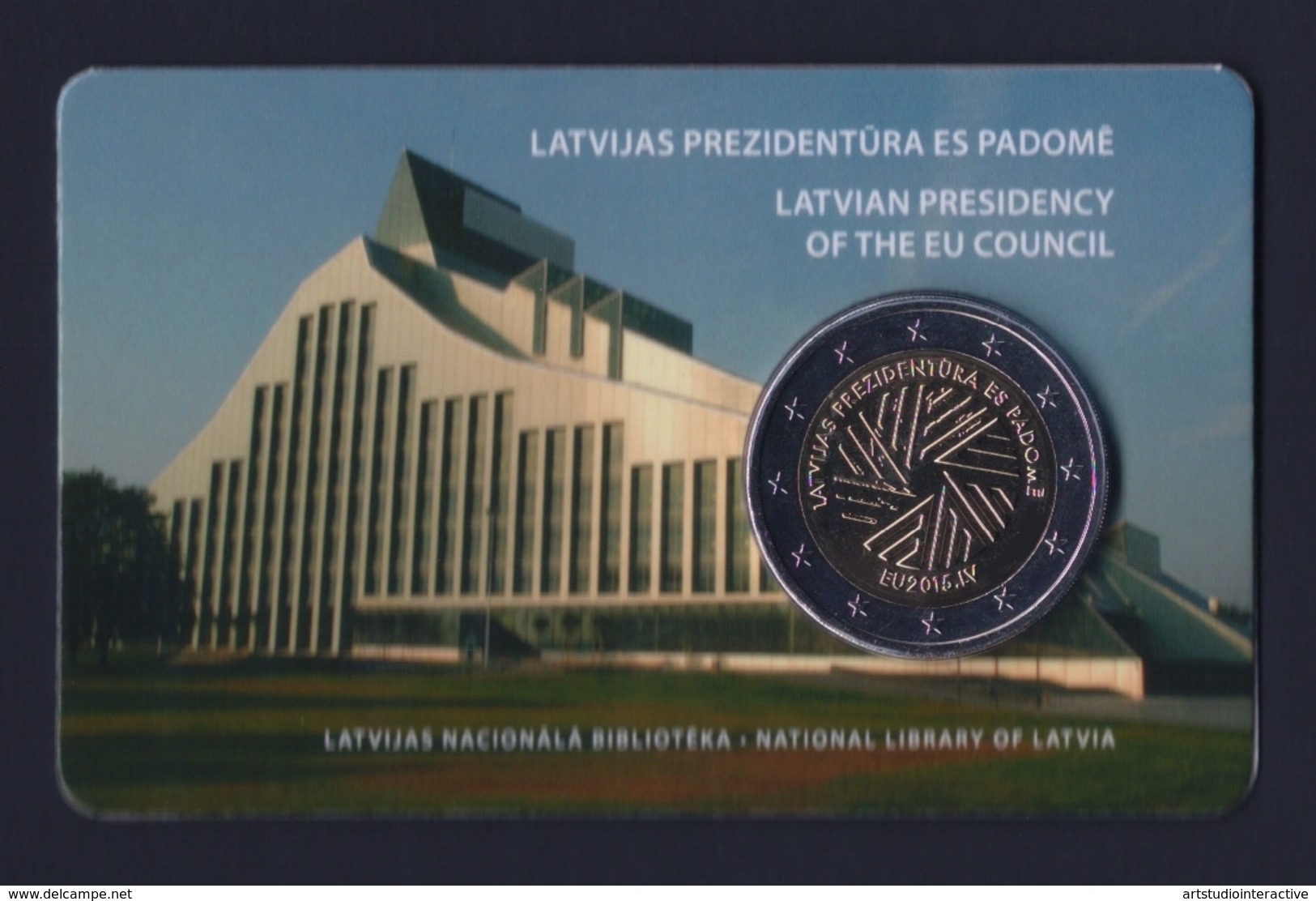 2015 LETTONIA "PRESIDENZA UNIONE EUROPEA" 2 EURO COMMEMORATIVO FDC (COINCARD) - Latvia