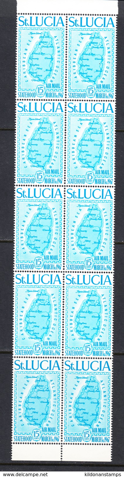 St. Lucia 1967 Air Mail, Mint No Hinge, Block, Sc# , SG 240 - St.Lucia (...-1978)