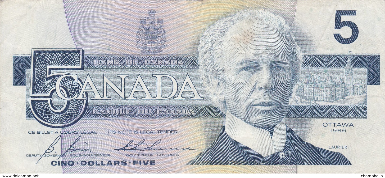 Canada - Billet De 5 Dollars - Laurier - 1986 - Canada