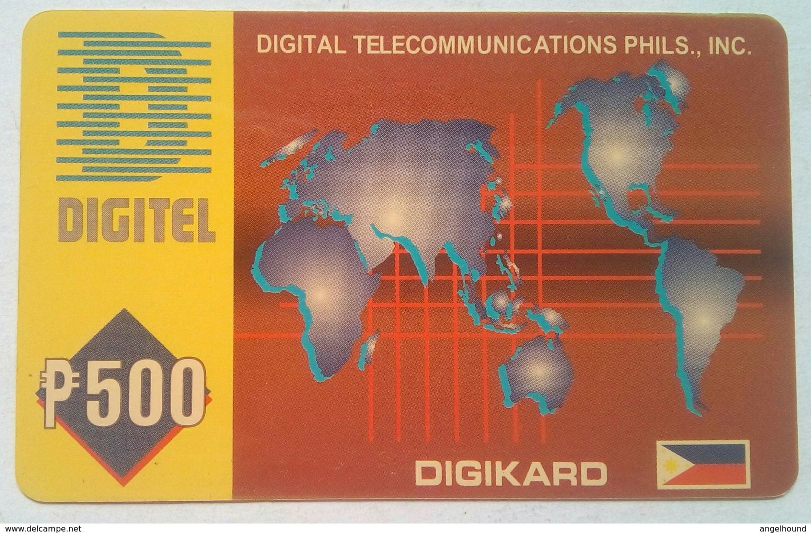 Philippines Phonecard Digitel 500 Pesos World Map - Philippines