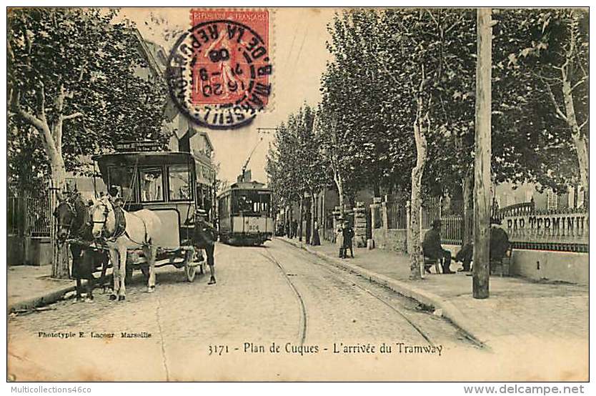 13 - 190517 - PLAN DE CUQUES - L'arrivée Du Tramway - Hippomobile La Bourdannière La Fève Bar Terminus Tram 806 - Autres & Non Classés