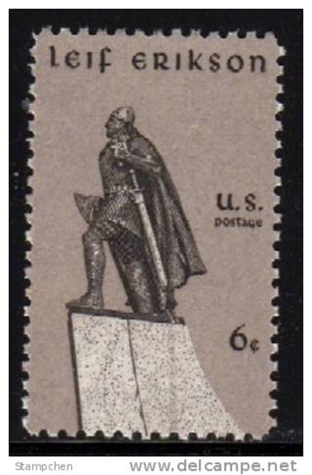 1968 USA Leif Erikson Stamp Sc#1359 Sculpture Sword Famous - Fencing