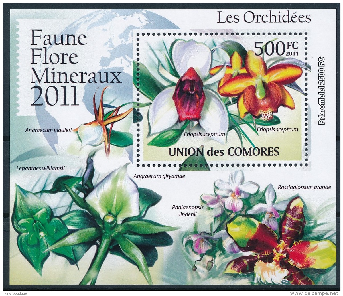 NB- Comores 2011 - BL2236, Faune , Flore, Minéraux, Fleurs, Fleurs Orchidées, Eriopsis Sceptrum. - Orchideen