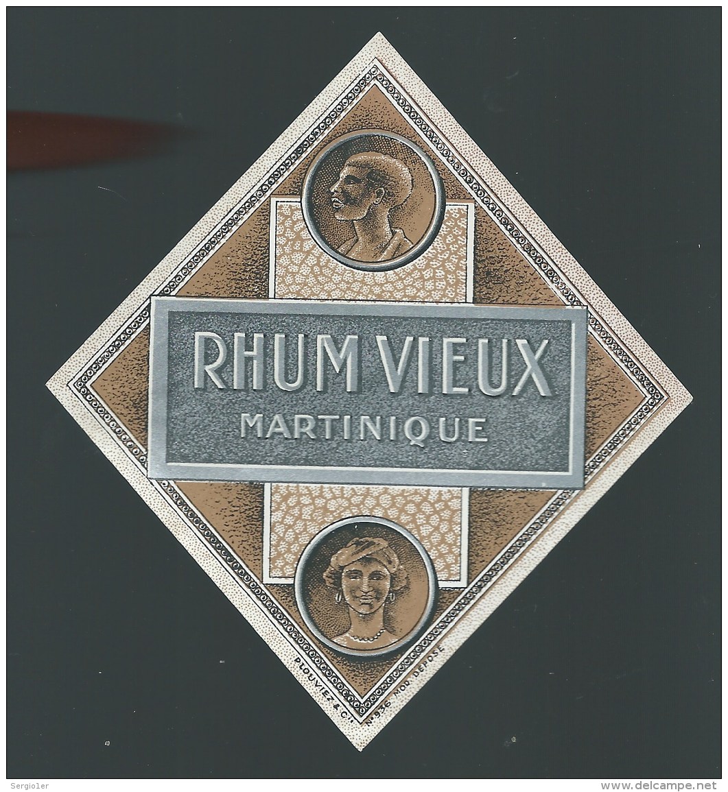 Etiquette Rhum   Vieux Martinique  "visage Homme Et Visage Femme"  Imp Plouviez &amp; Cie  N°936  Vers 1930 - Rhum