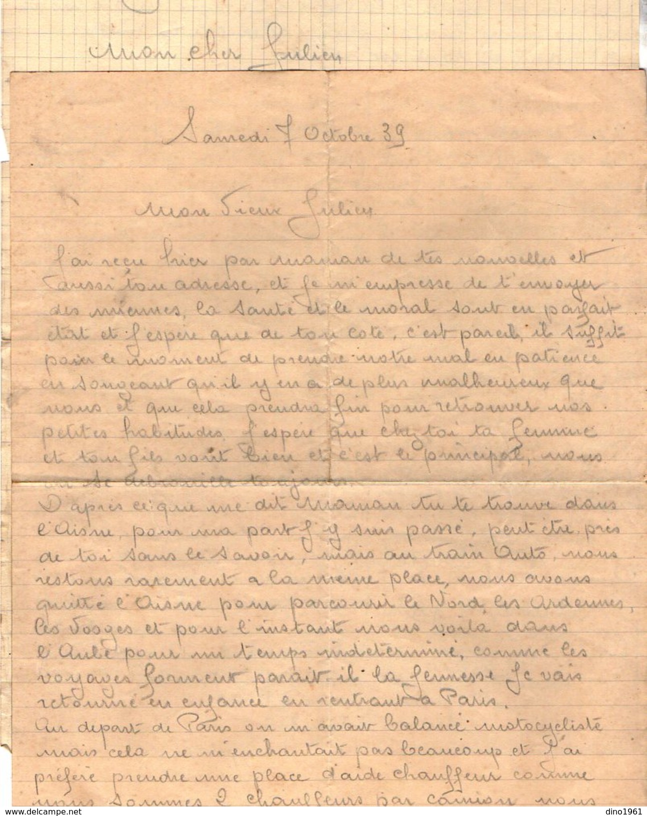 VP10.188 - Guerre 39 / 45 - 2 Lettres De Mr Fernand MIROL Au 22ème Train Auto - 701Cie SP 306 - Documenti