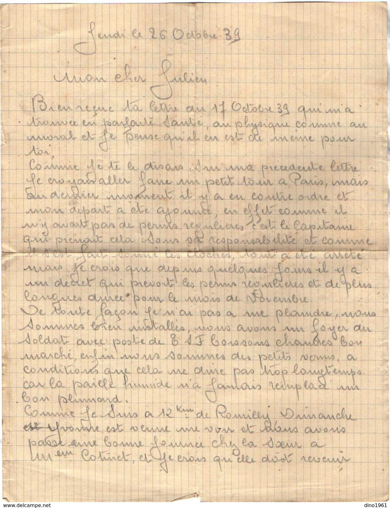 VP10.188 - Guerre 39 / 45 - 2 Lettres De Mr Fernand MIROL Au 22ème Train Auto - 701Cie SP 306 - Documenti
