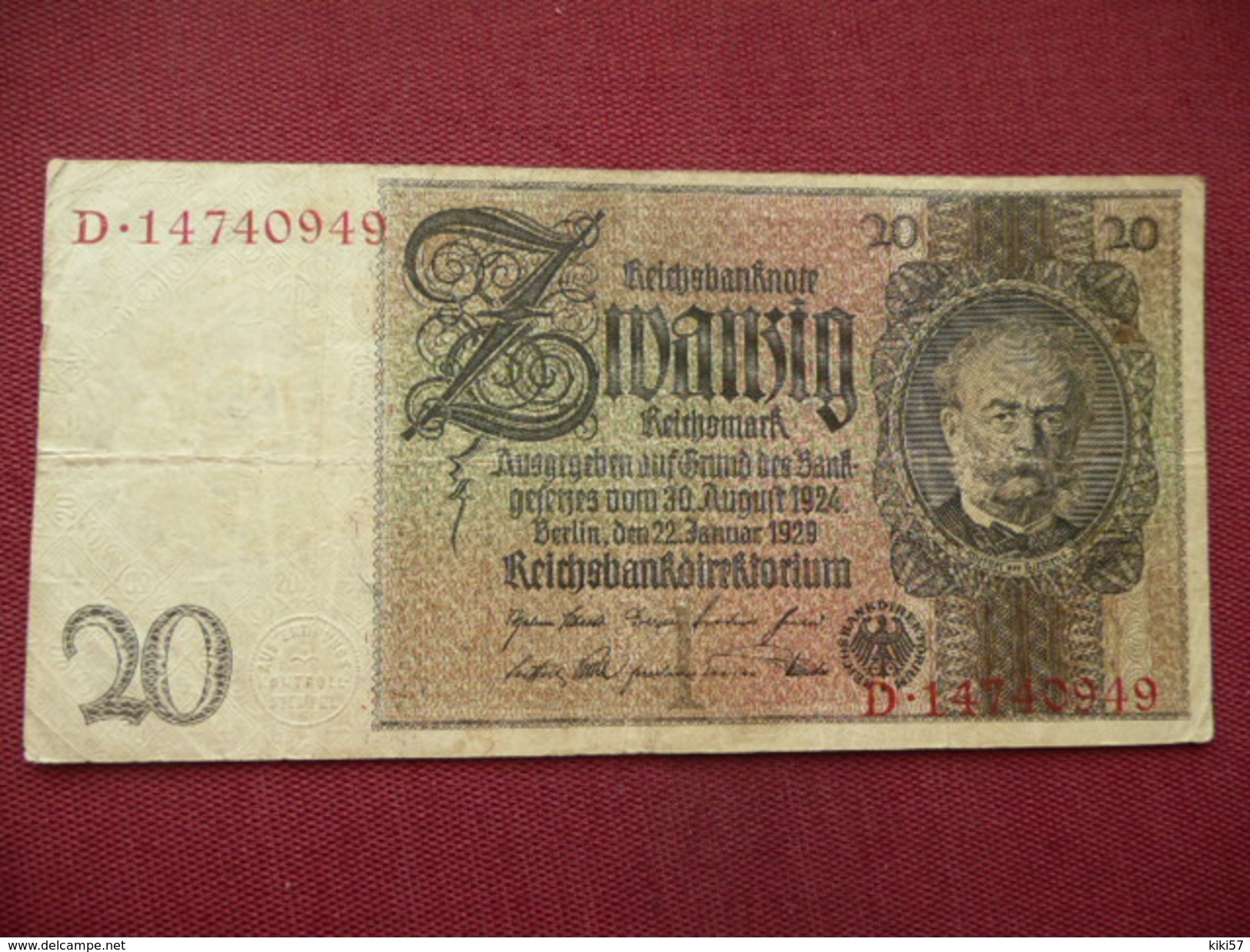 ALLEMAGNE Billet De 20 Mark 1929 - 20 Mark