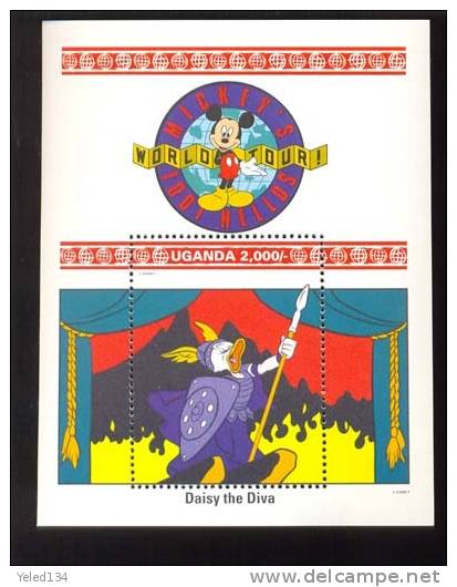 #  729-2   MINT NEVER HINGED SOUVENIR SHEET OF DISNEY  ; WORLD TOUR ;  (  UGANDA   989 - Disney