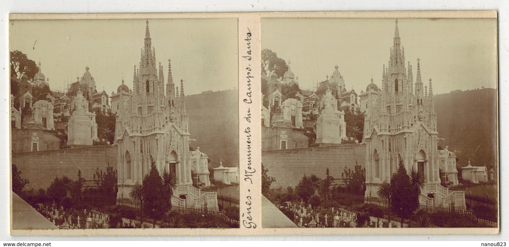 Année 1900 ITALIE GENOA GÊNES : Monuments Du CAMPO SANTO - PHOTO STÉRÉOSCOPIQUE STEREO STEREOVIEW - Photos Stéréoscopiques