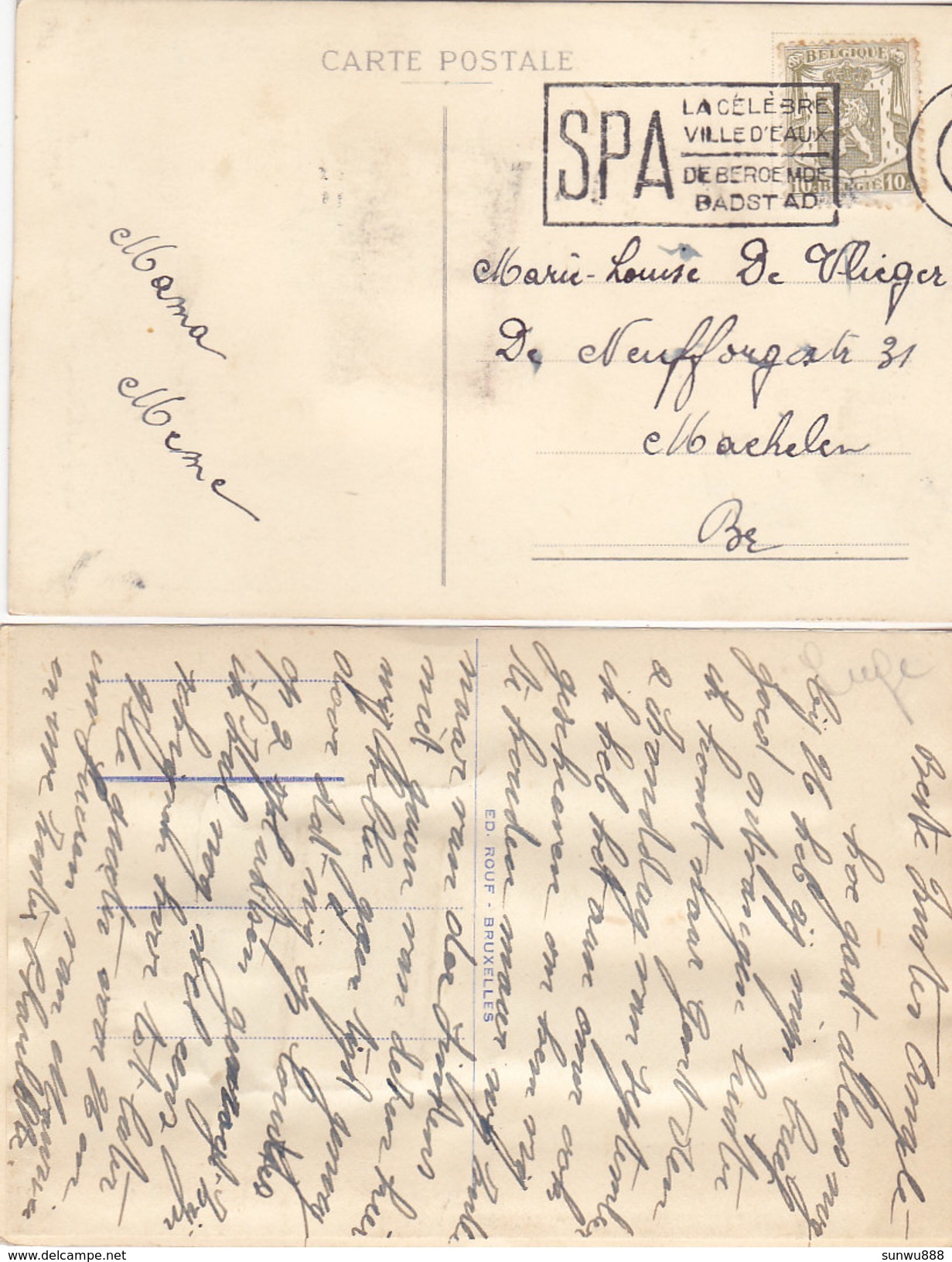 Lot 2 Cartes Système 'Souvenir De Spa'. Le Couple, Ombrelle... - Spa