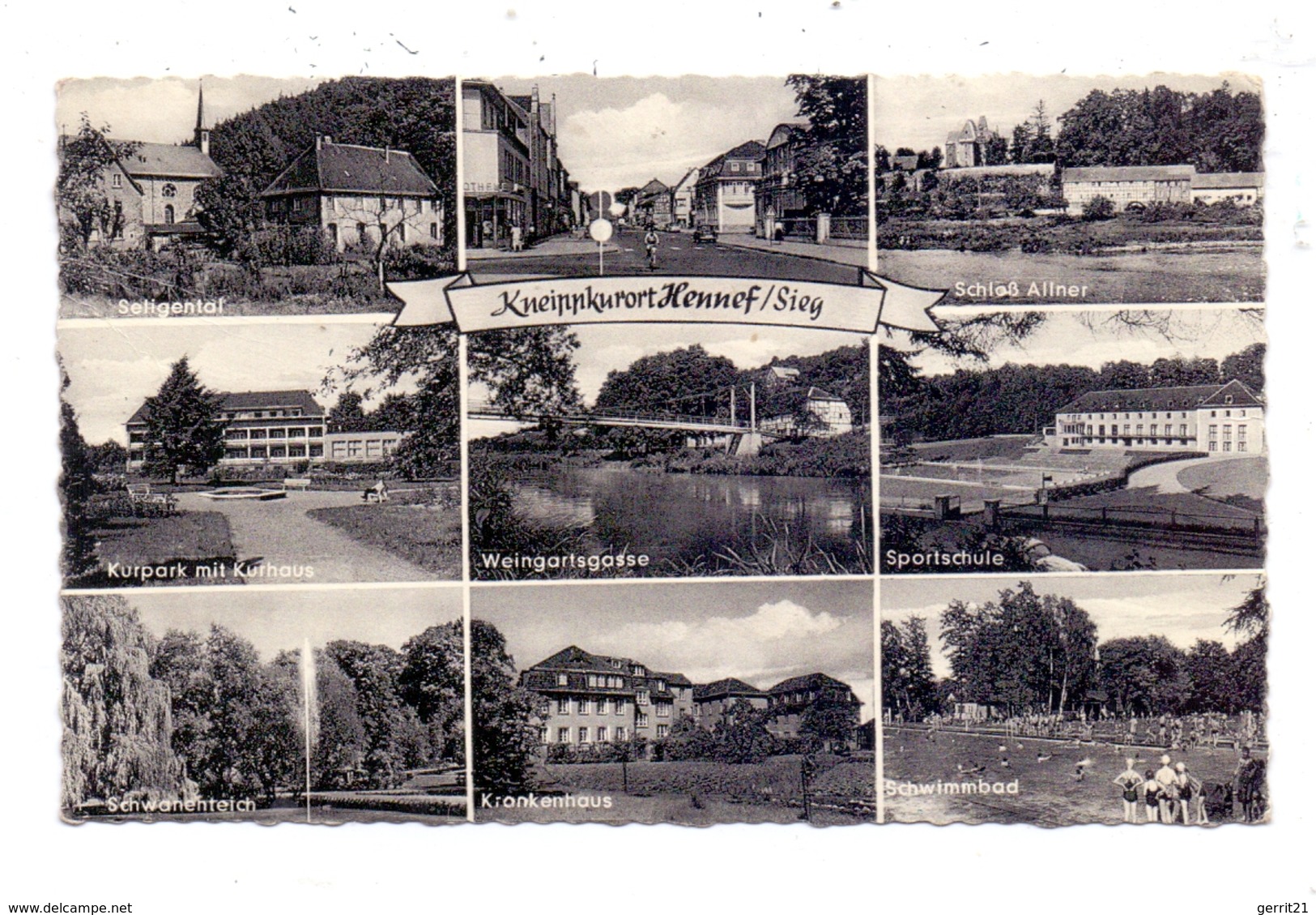 5202 HENNEF, Krankenhaus, Schwimmbad, Sportschule, Seligental...1962 - Hennef