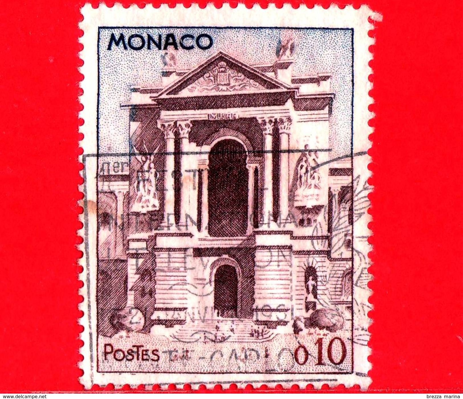 Principato Di MONACO - Usato - 1960 - Portale Del Museo Oceanografico - 0.10 - Oblitérés