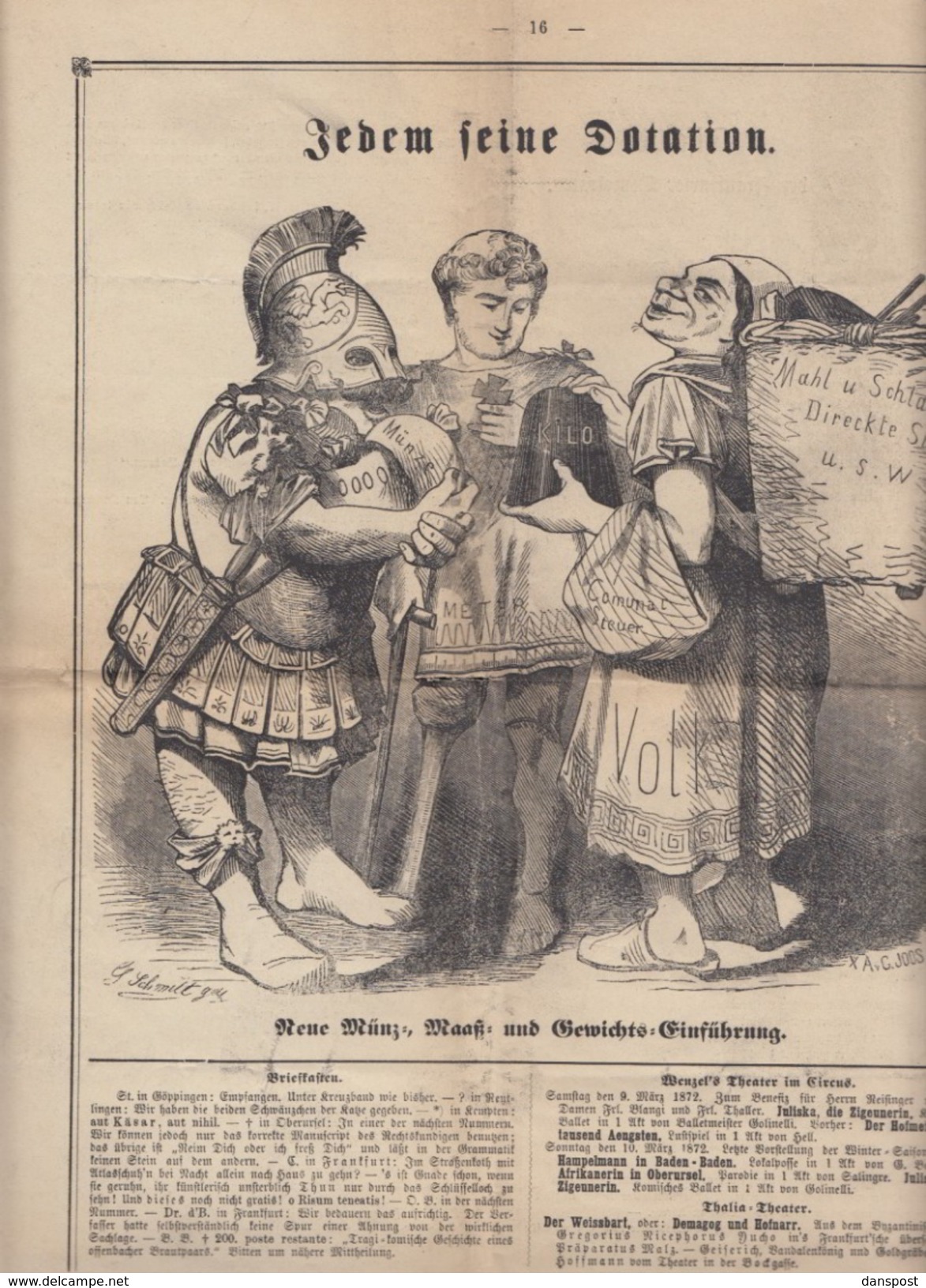 Frankfurter Latern 9. März 1872 Friedrich Stoltze - Sonstige & Ohne Zuordnung