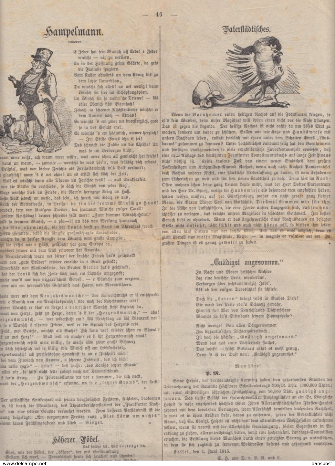 Frankfurter Latern 4. Mai 1872 Friedrich Stoltze - Autres & Non Classés