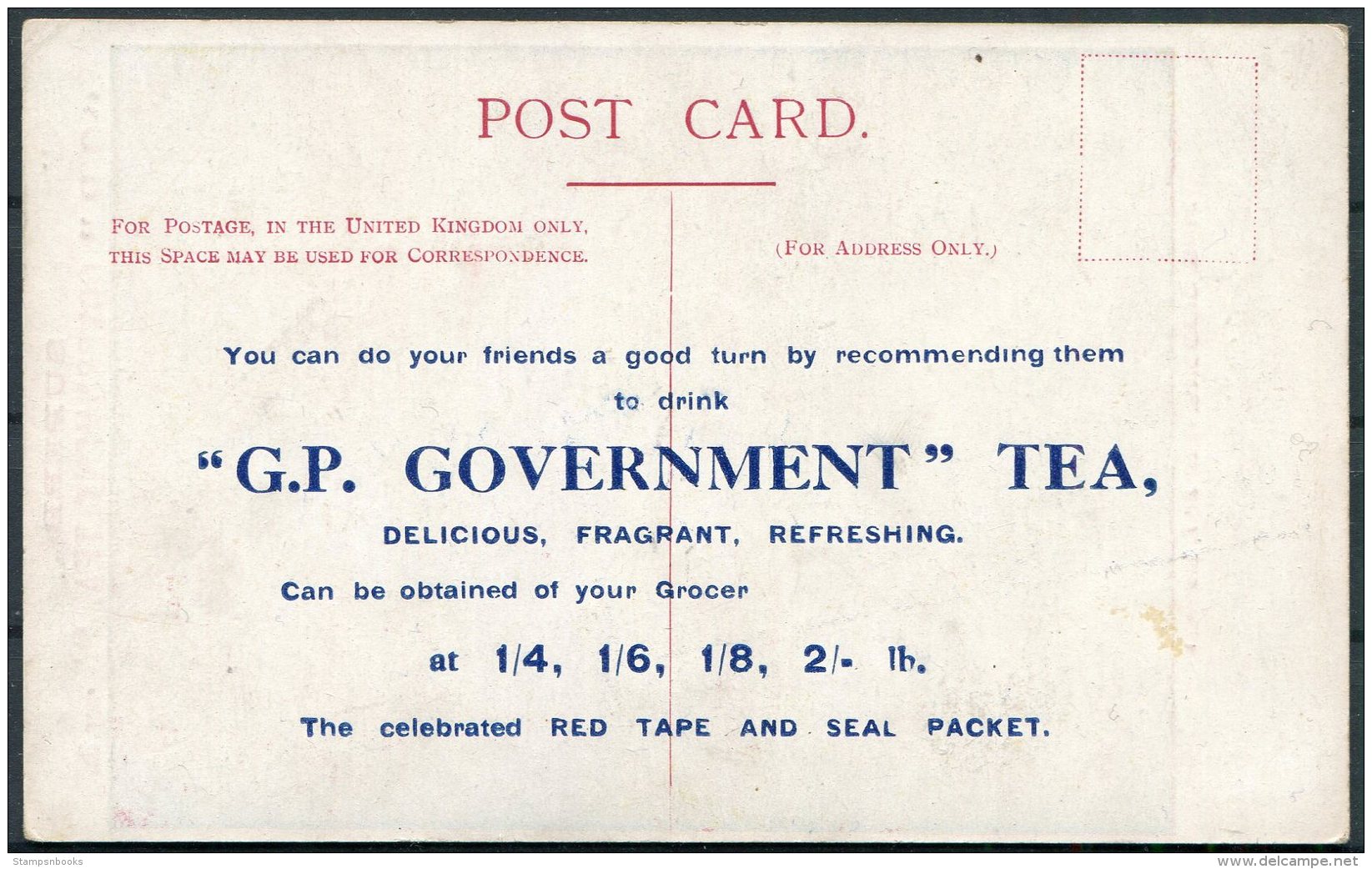 'GP Government Tea' Advertising Postcard. Mrs Siddons Painting - Reclame