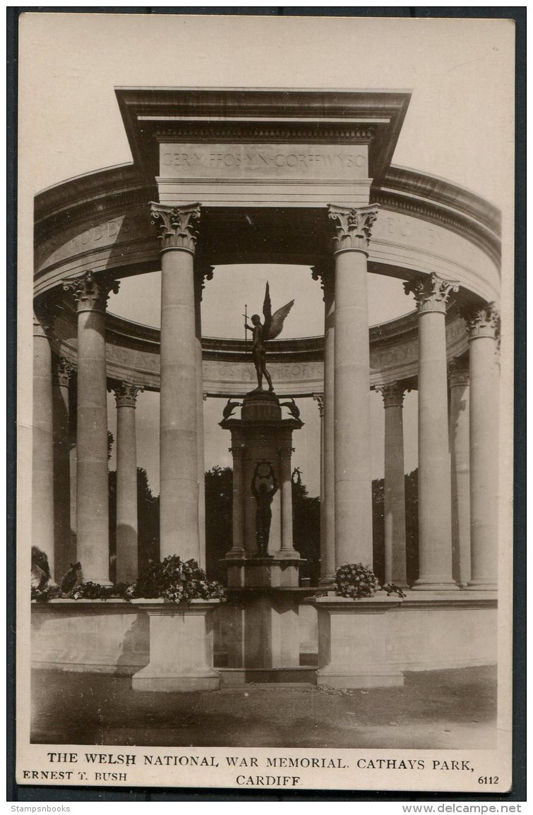 The Welsh National War Memorial, Cathays Park. E.T. Bush 6112 RP Postcard - Glamorgan