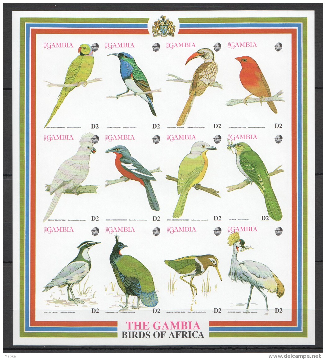 OO124 !!! IMPERFORATE GAMBIA FAUNA BIRDS OF AFRICA 1SH MNH - Papageien