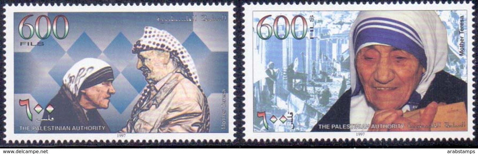 1997 Palestinian Mother Teresa  Set 2 Values MNH - Palestine