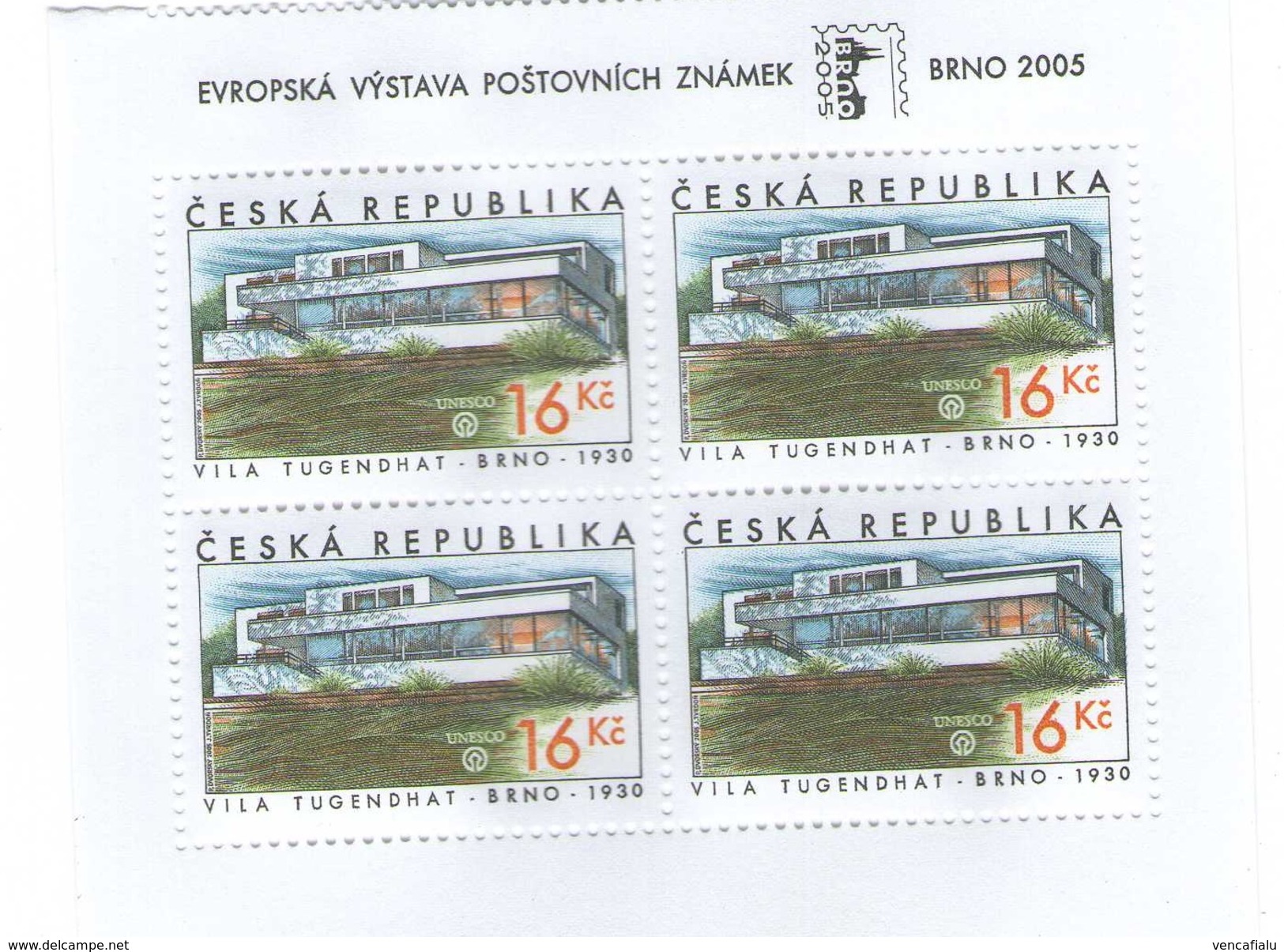 Czech Republic 2005 - Fairy Thigendtat In City Brno, 4 Stamps In Half-block With Cupon, MNH - UNESCO