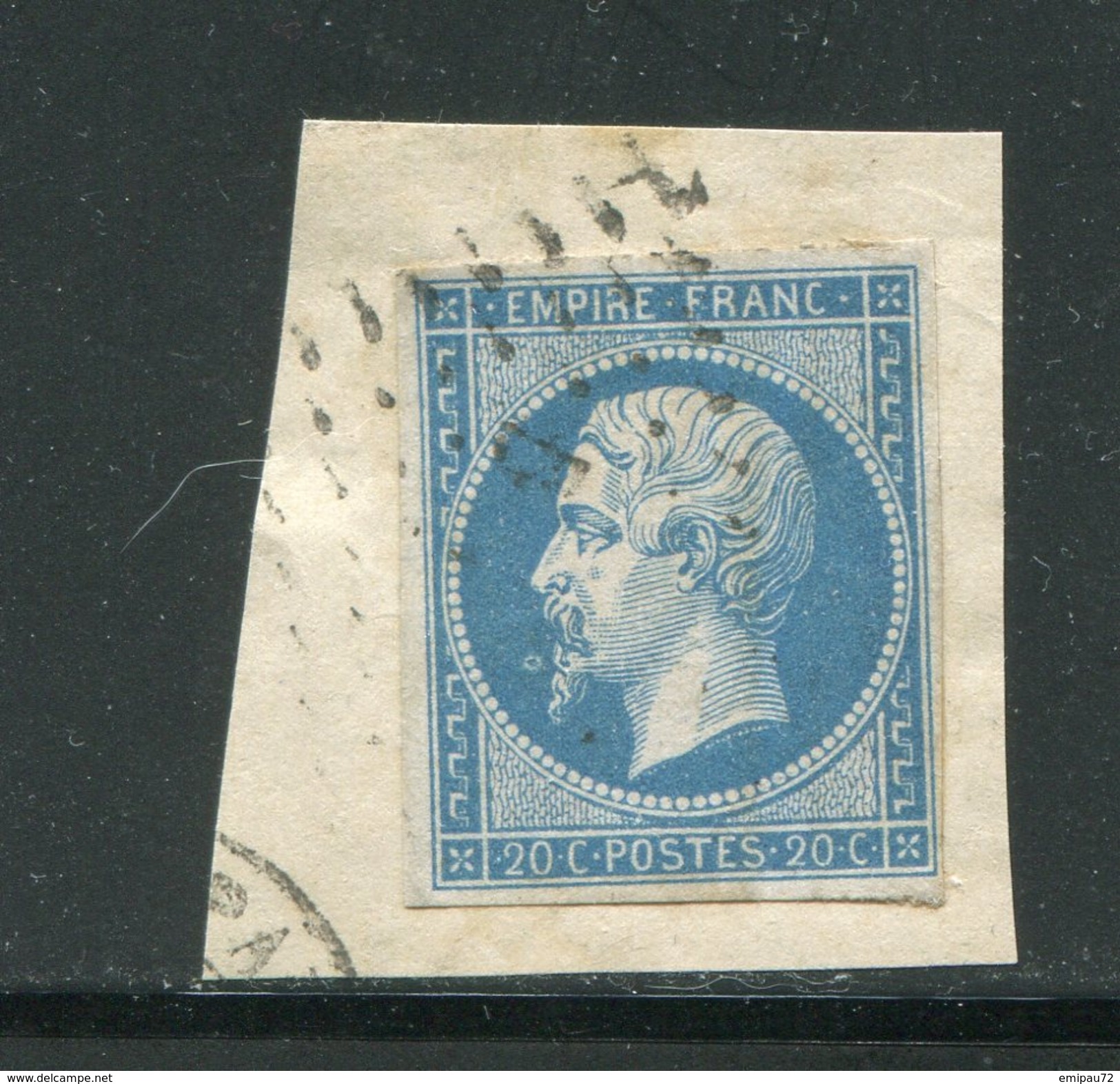 FRANCE- Y&T N°14B Sur Fragment- Variété Anneau De Lune Devant La Barbe - 1853-1860 Napoléon III