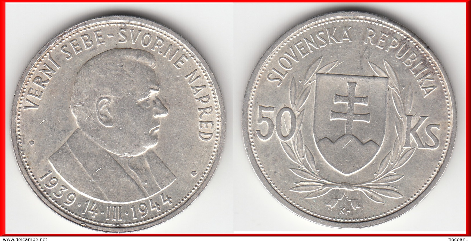 **** SLOVAQUIE - SLOVAKIA - 50 KORUN 1944 5th ANNIVERSARY OF INDEPENDENCE - ARGENT - SILVER **** EN ACHAT IMMEDIAT !!! - Slowakei