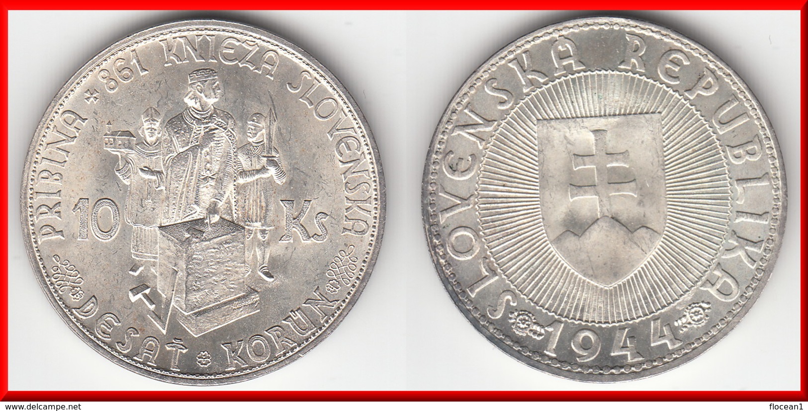 **** SLOVAQUIE - SLOVAKIA - 10 KORUN 1944 PRIBINA 861 KNIEZA SLOVENSKA - ARGENT - SILVER **** EN ACHAT IMMEDIAT !!! - Slovakia