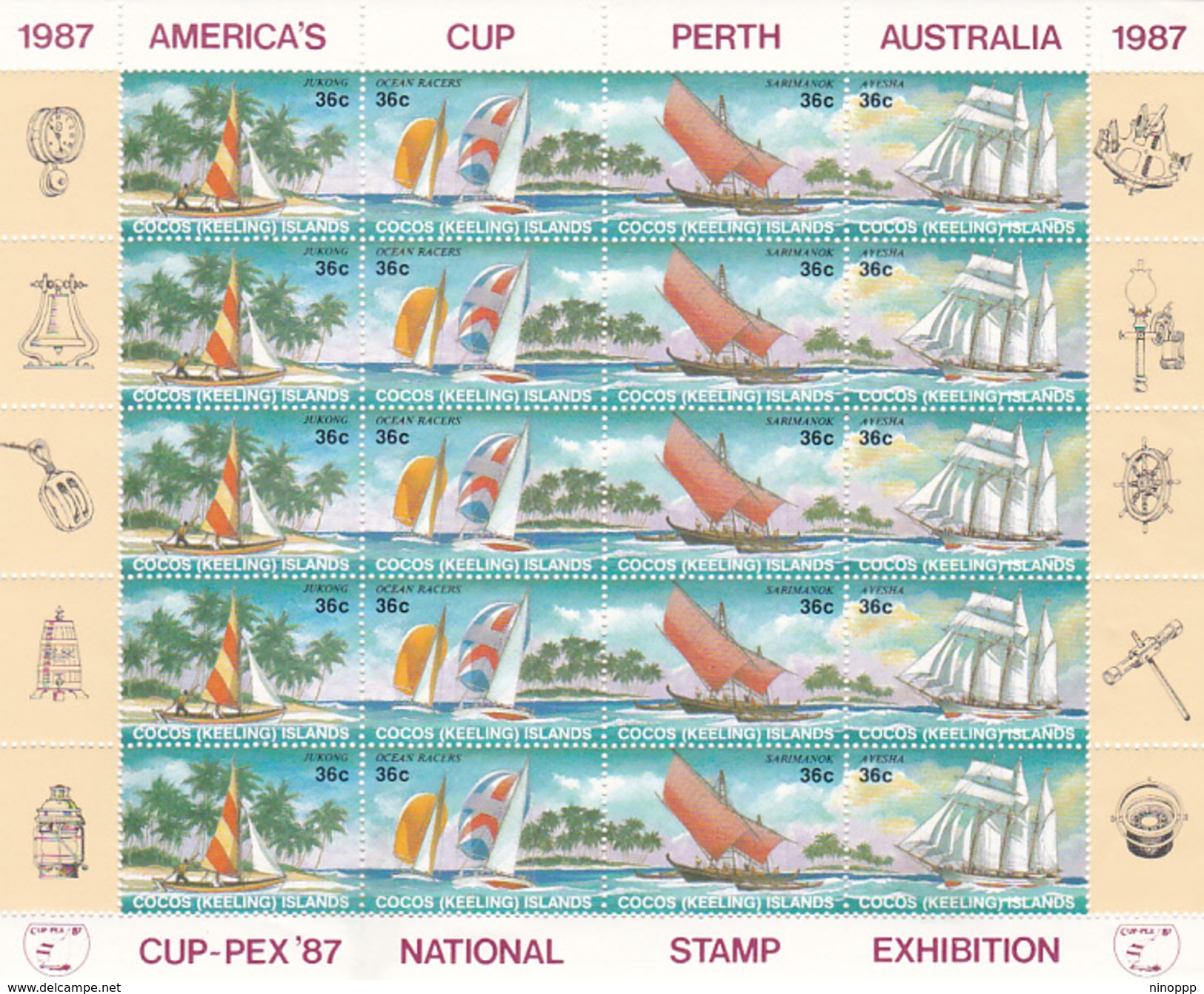 Cocos (Keeling) Islands SG 161S 1987 Cup-Pex 87 National Stamp Exhibition Sheetlet MNH - Cocos (Keeling) Islands