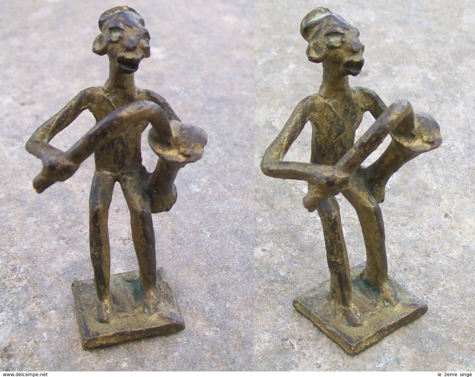 BRONZE Statuette Musicien Africain 85mm - Arte Africana