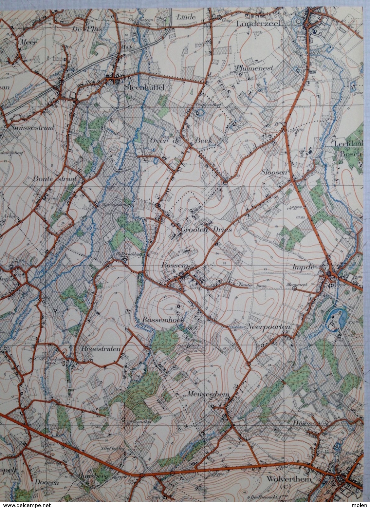 Oude STAFKAART 23/6 Uit 1930 MERCHTEM WOLVERTEM MOLLEM PEIZEGEM STEENHUFFEL ROSSEM IMPDE OPPEM BRUSSEGEM BOLLEBEEK S551 - Merchtem